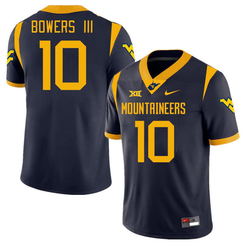 Men #10 Trey Bowers III West Virginia Mountaineers College 2024 New Uniforms Football Jerseys Stitch